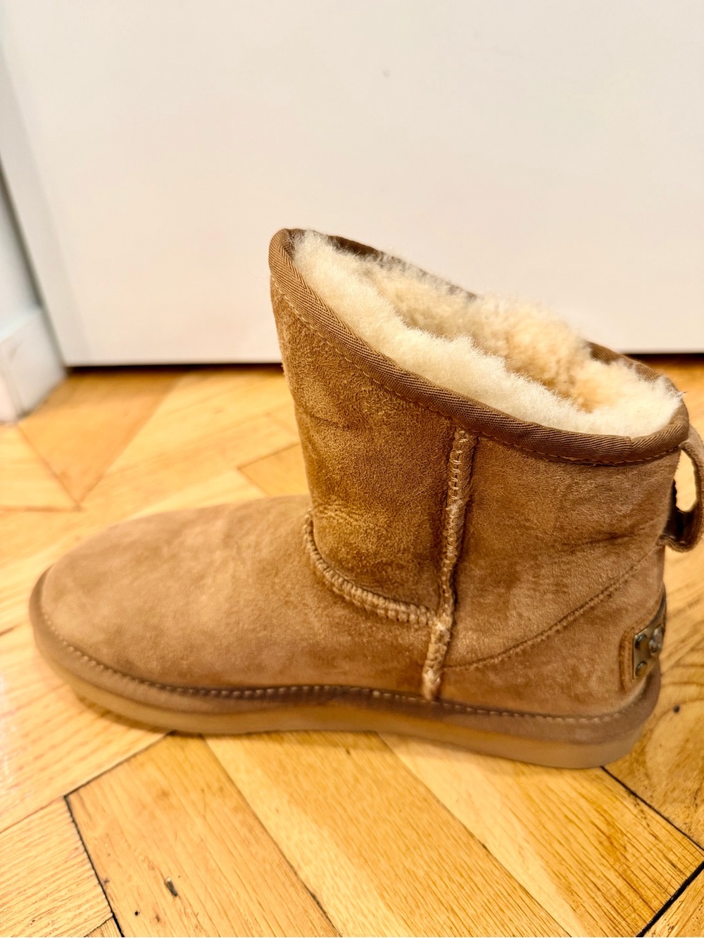 Australia Luxe Collective Sheepskin Suede Ankle Boots Tan Size 8